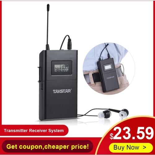 Takstar WPM-200 UHF Wireless Transmitter Receiver System LCD Display 6 Channels 50m Transmission Distance with In-Ear Headphones