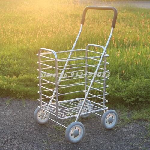 Large Shopping Cart, Small Cart, Shopping Cart, Folding Portable Elderly Aluminum Alloy Basket, Trolley Cart, Small Cart Trailer