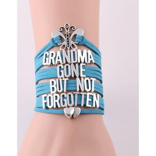 Grandma gone but not forgotten bracelet butterfly heart charm awareness leather wrap bracelets & bangles for men women jewelry