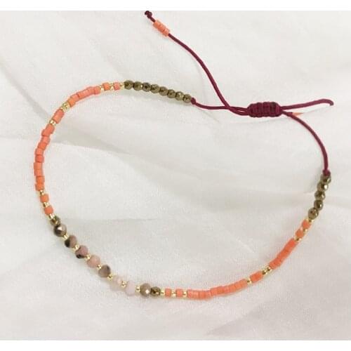 Living Coral Natural Stone Bracelet For Women Handmade Glass Crystal Rope Chain Jewelry Miyuki Beads Bracelet Pulseras Wholesale