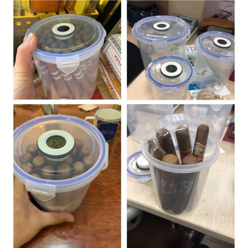 High Capacity Digital Hygrometer Cigar Case Transparent Sealed Humidor Plastic Container Storage Accessories Creative Gift