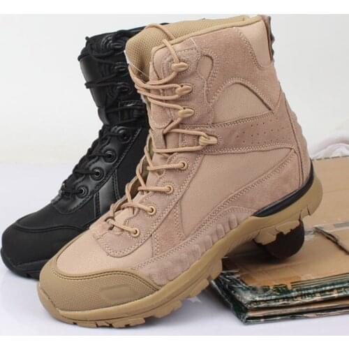 Spring autumn outdoor male hiking climbing breathable ankle shoes men ultralight leather high tube desert tactical mid calf boot