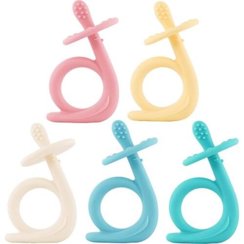 Infant Silicone Teether Molar Stick Toy Toddler Soothing Teether Food Grade Silicone Teething Grasping Toy Baby Soothing Teether