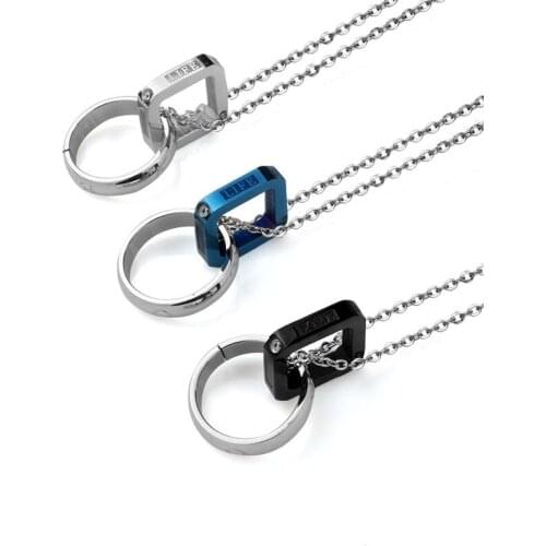 EBUTY Stainless Steel Lover Ring Charms Pendant LIFE LOVE Necklace Jewelry Elegant Fashion Various Color Best Gifts