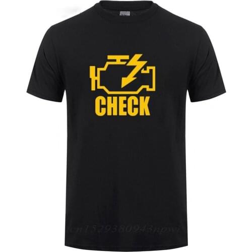 Mechanic Auto Repair Check Engine Light T-Shirt Funny Birthday Gift For Men Daddy Father Husband Short Sleeve Cotton T Shirt Tee