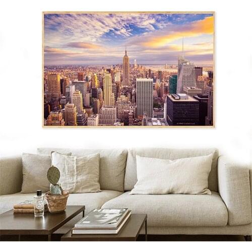 Canvas Painting Bridge Cityscape Night Scene Sunset New York Tokyo Tower Posters and Prints Wall Picture For Living Room Decor