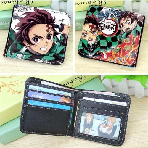 Anime Demon Slayer Short Wallet DATE A LIVE Sword Art Online One Piece Card Holder Coin Purse Women Men PU Cartoon Change Purses