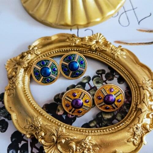 Round Colorful Earrings, Vintage Styles Party Accessories Femme Girls