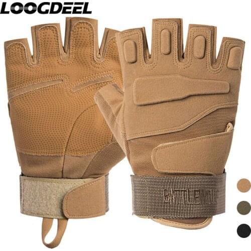 LOOGDEEL Tactical Gloves Half-finger Mountaineering Fitness Protection Army Fan Outdoor Gloves Breathable Anti-slip Wearable
