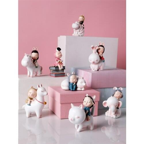 Cute Pets And Girls Fairy Garden Accessories Miniatures DIY Ornament Crafts Figurines Micro Lovely Landscape Room Decoration