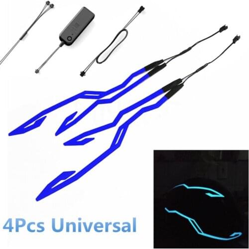 1 Set Motorcycle LED Night Lights Riding Signal Helmet EL Cold Light 4 Mode Blue Warning Lamps Decoration Accessories For Helmet