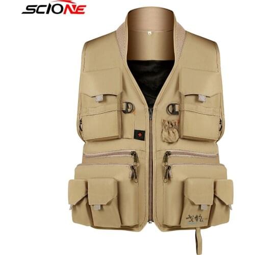 Men Multi-function Fishing Vest Scratchproof Soft Multi-pocket Fishing Jacket Outdoors Camping Army Fisherman Clothig XA172G