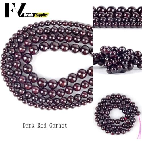 Natural Minerals Stones Dark Red Garnet Round Beads for Jewelry Making 4mm-10mm Gem Beads Diy Beadwork Jewellery Accessories