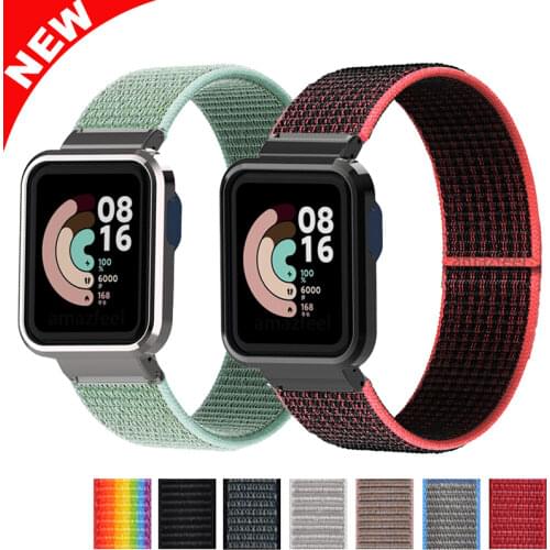 Nylon Bracelets For Xiaomi Mi Watch Lite Case Metal Protector Case Frame Strap For Xiaomi Mi Watch Lite Bumper Correa Band