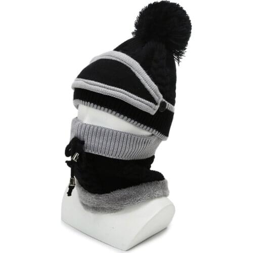 Variety Wearing Velvet Hats Women Warm Winter Thick Wool Beanies Hat Bib Mask Female Knit Skullies Ear Protector Caps