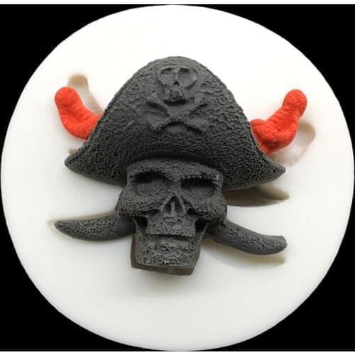 Skeleton Pirate Halloween Silicone Mold Sugarcraft Chocolate Cupcake Baking Mold Fondant Cake Decorating Tools