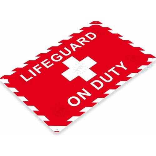 Life Guard On Duty Tin Metal Sign