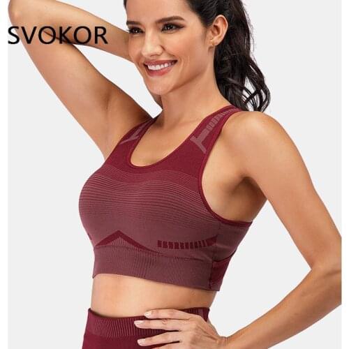 SVOKOR Sports Bras Women Wireless Padded Push Up Crop Tops Gym Clothes Fitness Underwear Femme Cross Back Bralette Workout
