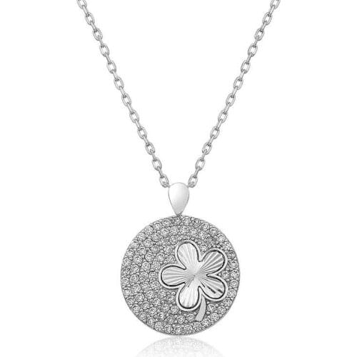 Tevuli 925 Sterling Silver Zircon Stone Clover Lady Necklace