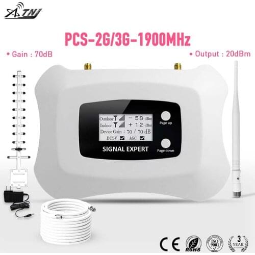 Full Intelligent 2G 3G 1900mhz PCS mobile Signal Booster amplifier with LCD for home Use 3G Mobile Phone Signal Repeater kit