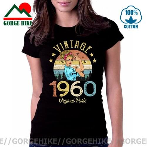 Vintage 1960 T shirt Made in 1960 60th birthday Gift Cotton Female Clothing O Neck Aesthetic T-Shirt Short Sleeve Girl Tops Tees
