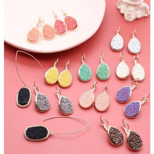 Teardrop Geometric Glitter Earrings Colorful Sweet For Girls Female