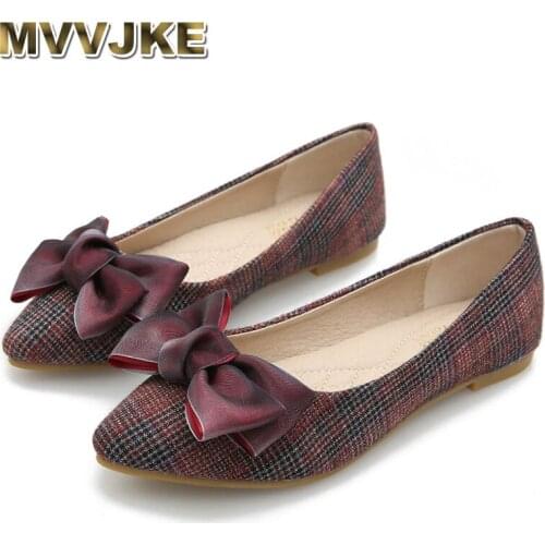 MVVJKE New Plus Size Women Flats Slip-on Luxury Elegant Ballerinas Female Pointed Toe Fashion Plaid Shoes Ladies Casual Loafers