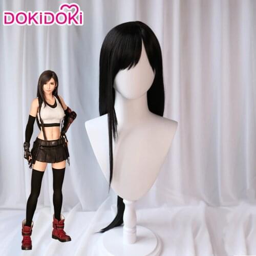 DokiDoki Final Fantasy VII Tifa Lockhart Wig Women Long Black Final Fantasy Cosplay Wig Tifa FF ReMark