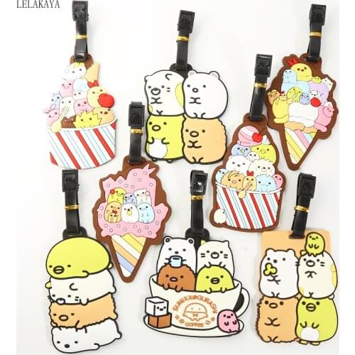1PCS Anime Action Figure Printed Rubber Luggage Tag Creative Cartoon sumikko gurashi keychain pendant Luggage Tag doll toy gift