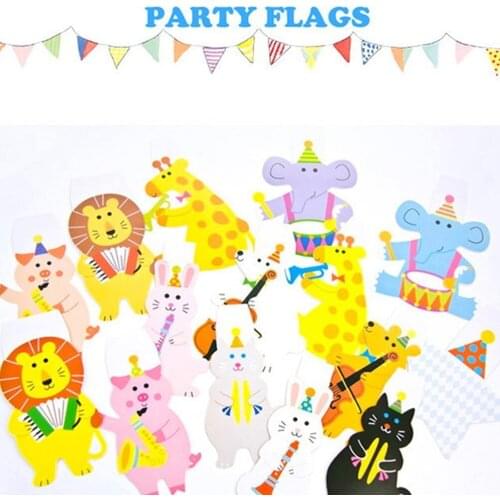 1 Pcs Cartoon Animal Banners Bunting Party Birthday Baby Show Garland Decoration feiyangdelansha