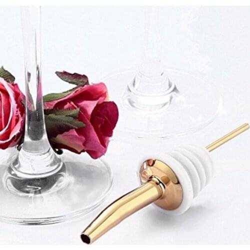 1Pc Wine Bottle Pourer Liquor Spirit Pourer Stopper Stainless Steel Flow Wine Bottle Pour Spout Stopper Barware Gold Bar Tools