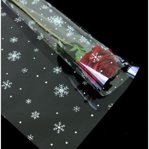 10pc 60*60cm Transparent Snowflake Pattern Flowers Packaging Wrapping Paper Pack Materials Wedding Decoration Festive Supplies