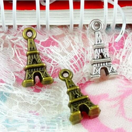100Pcs Tower Charms 15.5*8mm DIY Jewelry Making Pendant Fit Bracelet Necklace Vintage Antique Silver Plated,Antique Bronze