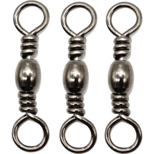 100pcs 1/0-6/0 Large Barrel Fishing Swivels copper steel alloy with black nickel Sea Fishing Hooks Connector Rolling Swivel