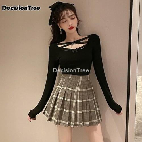 2021 jk school uniform plaid skirts for girls high waist pleated skirts women sexy bandage uniform dress students suit clothes