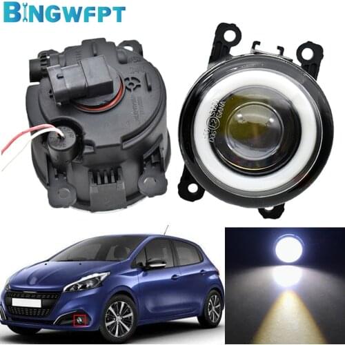 2X For Peugeot 407 Coupe 6C_ 2005-2009 2010 2011 Fog Lamp Assembly Fog Light Angel Eye For Peugeot 208 Car H11 LED DRL 12V