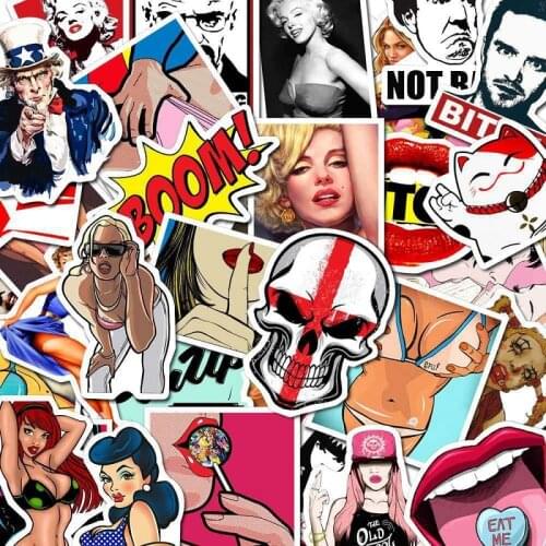 50 Pieces Styling Pvc Waterproof Tease Vulgar Sexy Beauty Girls Stickers For Macbook Pro Motorcycle Laptop Luggage Toy PC Bottle