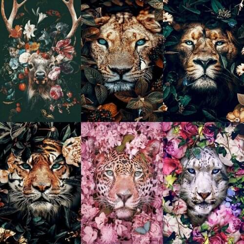 5D DIY Diamond Painting Flower and Animals Diamond Embroidery Full Round Drill Cross Stitch Kits Mosaic Art Room Decoration