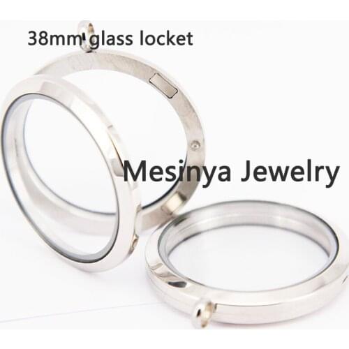 6pcs 38mm Stainless steel new fashion plain glass locket for floating charms keepsake xmas gift mothers gift