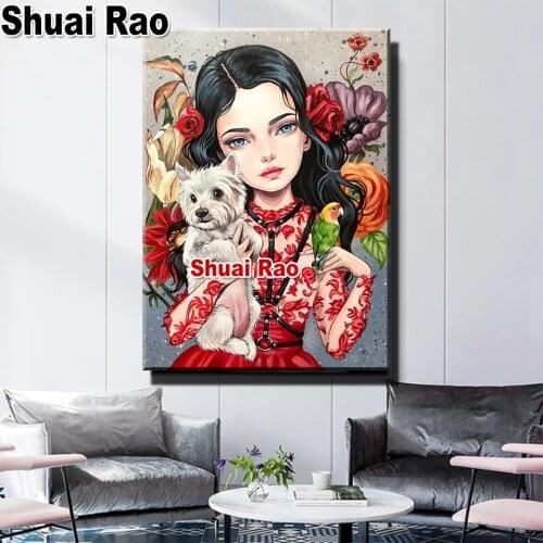 Diamond Embroidery Malta Dog Girl Diamond Painting Portrait Full Square Round Drill Art And Crafts Mosaic New Arrival Handmade