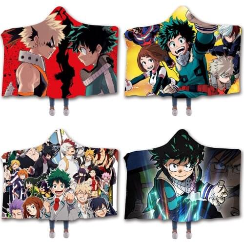 Anime Demon Slayer Kamado Tanjirou 3D Printed Flannel Hooded Blanket Picnic Wearable Fleece Throw Warm Gift for Kids Adults