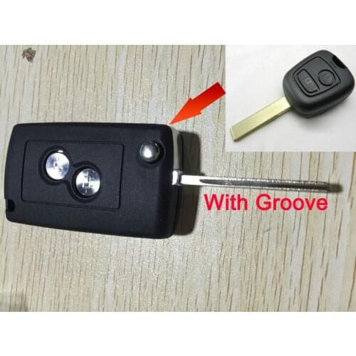 2 buttons modified filp folding remote key shell Case for Peugeot 307 HU83 Blade with Groove