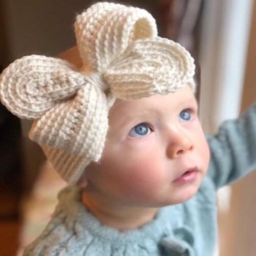 Baby Headband Winter Wool Knitted Hair Band Kids Headwrap Big Bowknot Headbands Ear Warmer Toddler Turban Hair Accessories