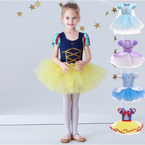 Pompous Skirt Children Girls Gymnastic Ballet Leotard Tutu Dance Dress Girls Princess Ballerina Performance Dresses with 2-7Y