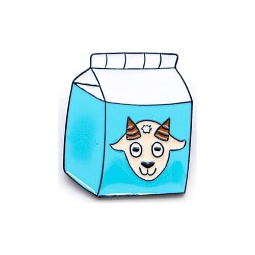 Cartoon Animal Brooches Goat Milk Box Enamel Pin for Kids Lapel Pin Hat Bag Backpack Pins Women Brooch Badge S71