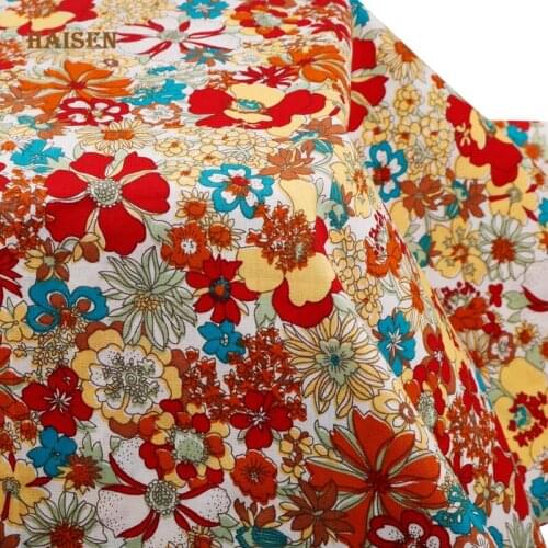 Spring Summer Cotton Poplin,Calico,Printed Floral Fabric,Plain Cloth,For Soft Dress,Shirt,Clothes,DIY Sewing Textile Material