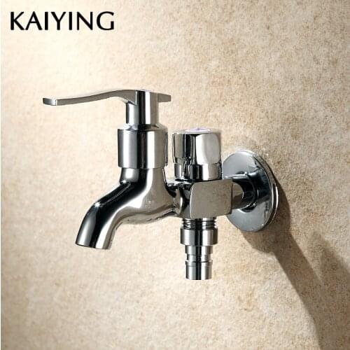 KAIYING Brass Washing Machine Faucet Double Using Bibcock Laundry Mop Pool Tap Dual Handles Small Tap For Outdoor Garden,2724