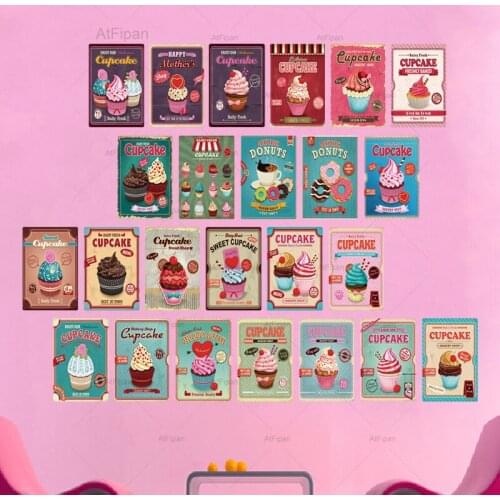 Cup Cake Vintage Metal Tin Sign Plaque Retro Poster Wall Decor Kitchen Cafe Cake Shop Room Home Art Decorative