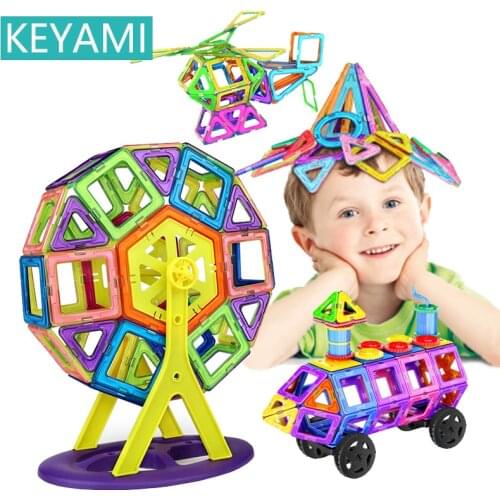 KEYAMI Magnetic Toys Children Gifts Big Size Magnets Kids 14-214PCS Magnetic Building Block Toy Set DIY Educational Toys