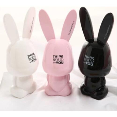 Cartoon Rabbit Piggy Bank Cute Resin Coin Box Saving Money Box Home Decoration Piggy Bank Ornament Children Birthday Gift